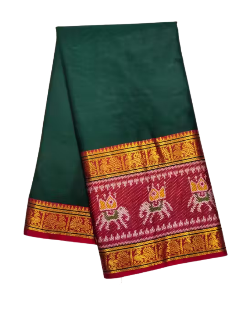 Shop Now Black and Red Paithni Women Cotton Silk Saree With Blouse | GrandBazar.in 