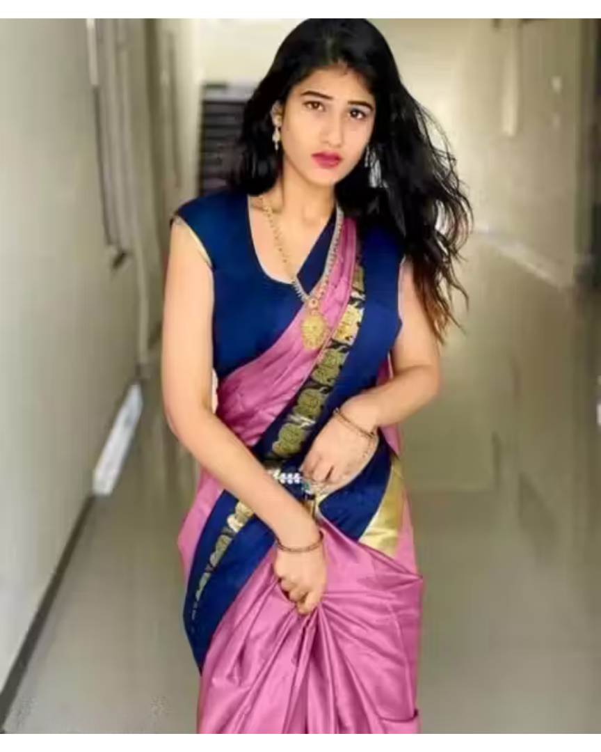 Shop Now Pink and Blue hathi Designer Women Cotton Silk Saree with blouse GrandBazar.in